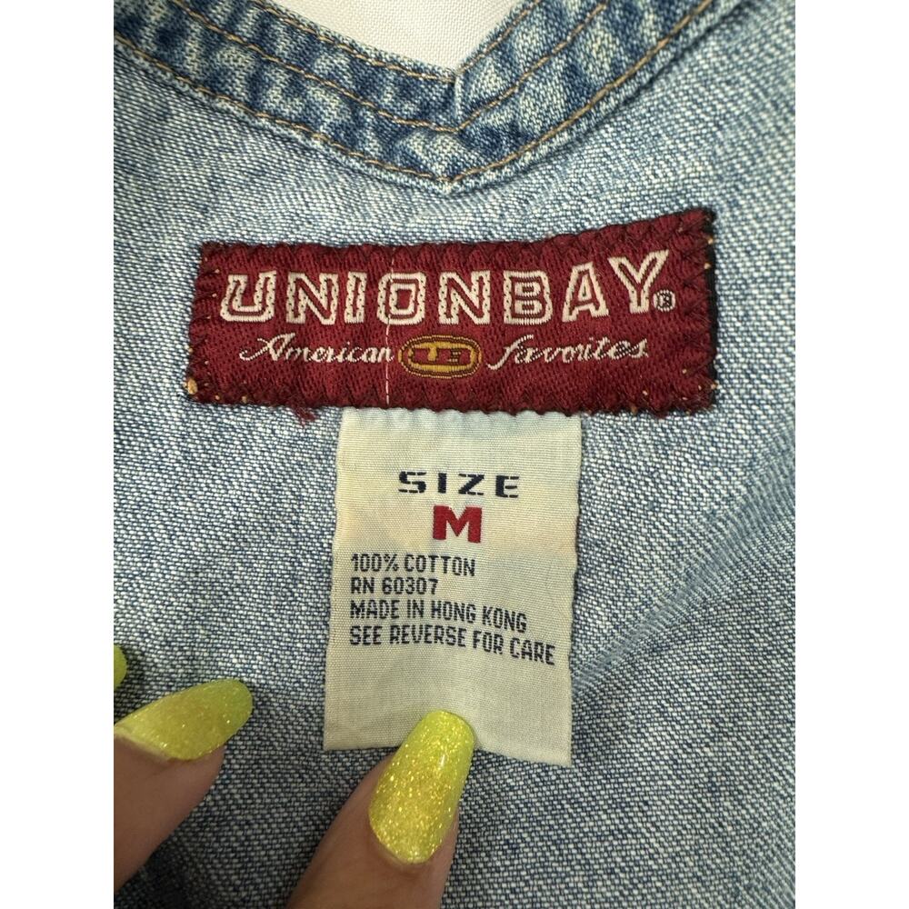 Vintage 90s Unionbay Cropped Denim Vest Snap Front Women's Size S/M Blue Jean - Picture 5 of 13